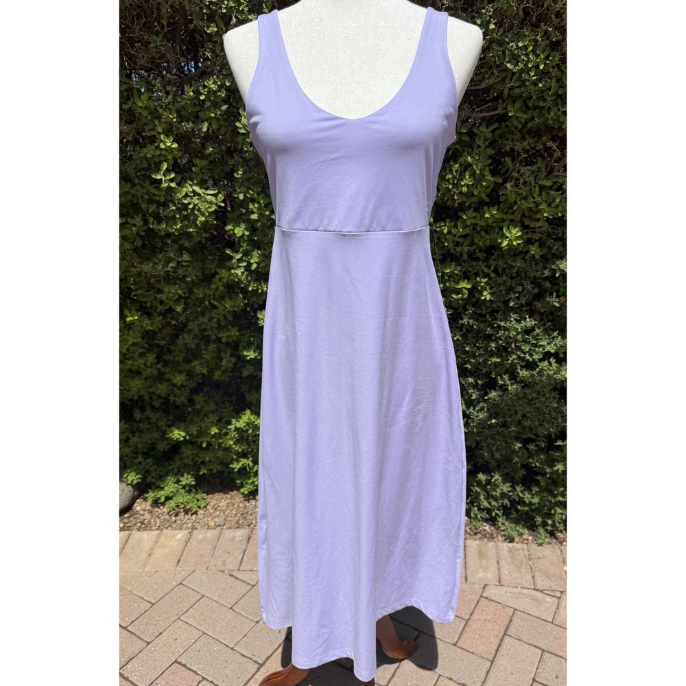 NWT Eddie Bauer Aster V-Neck Midi Dress UPF 50+ Lavender Purple Iris Small